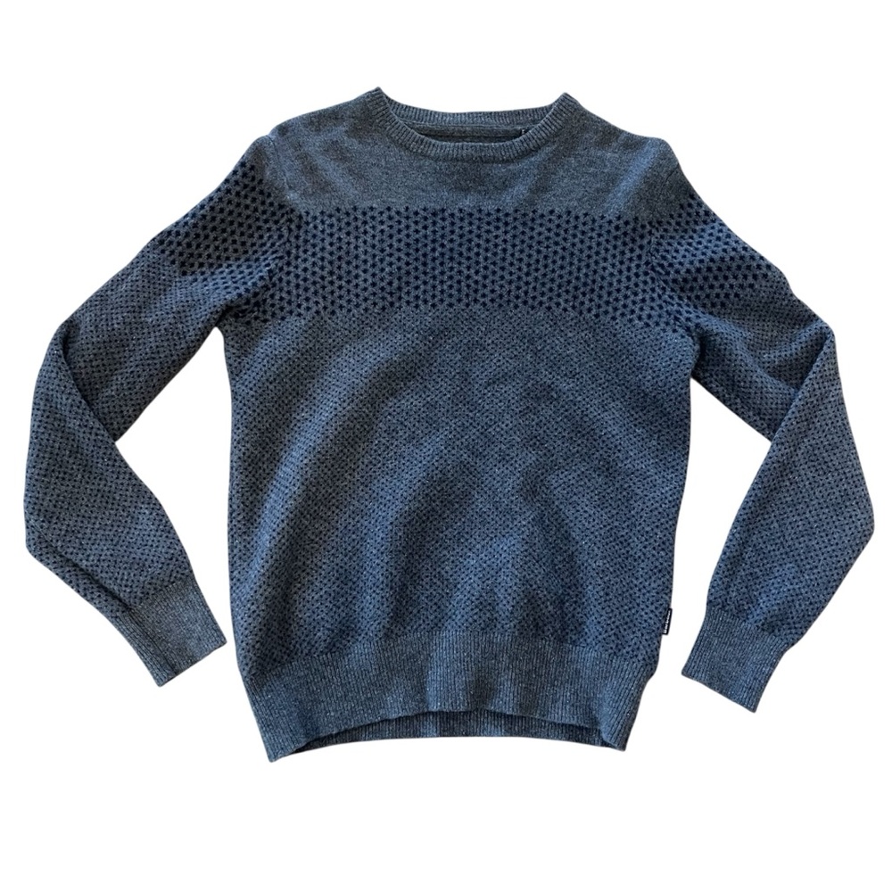 Barbour Mens Gray/Blue Ridge Crew 100% Wool Crewneck Sweater- Small